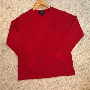 Ralph Lauren🐎Polo waffle top red Boys size L14/16